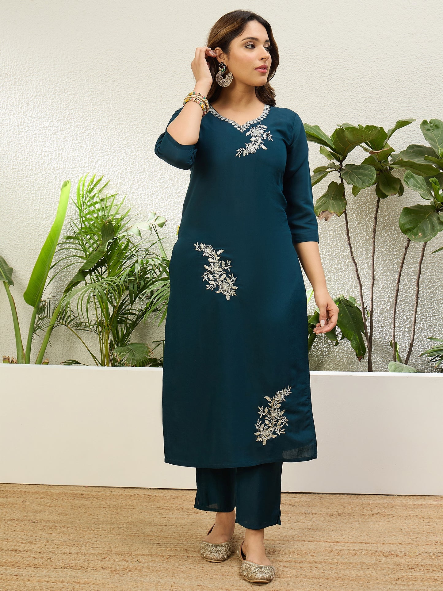 Dhiyona VV N Blue Womens Traditional Kurta Pant Set with Dupatta
