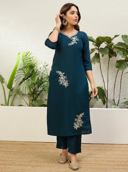 Dhiyona VV N Blue Womens Traditional Kurta Pant Set with Dupatta