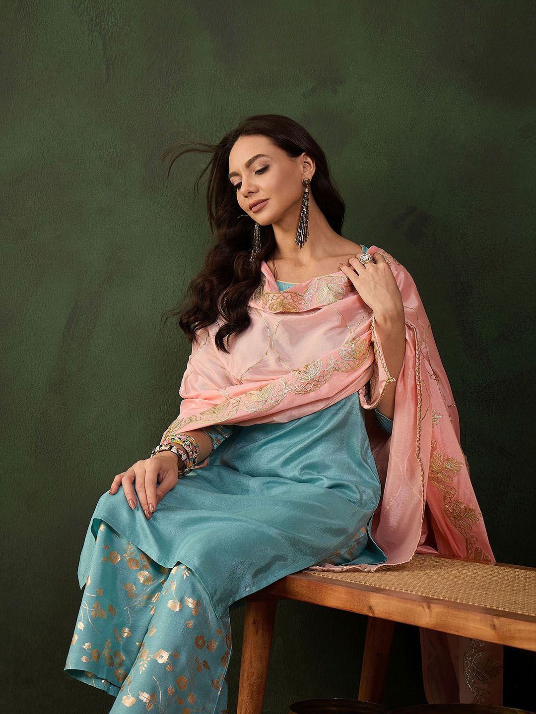 Dhiyona SN Woven Design Kurta & Palazzo With Dupatta