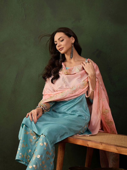 Dhiyona SN Woven Design Kurta & Palazzo With Dupatta