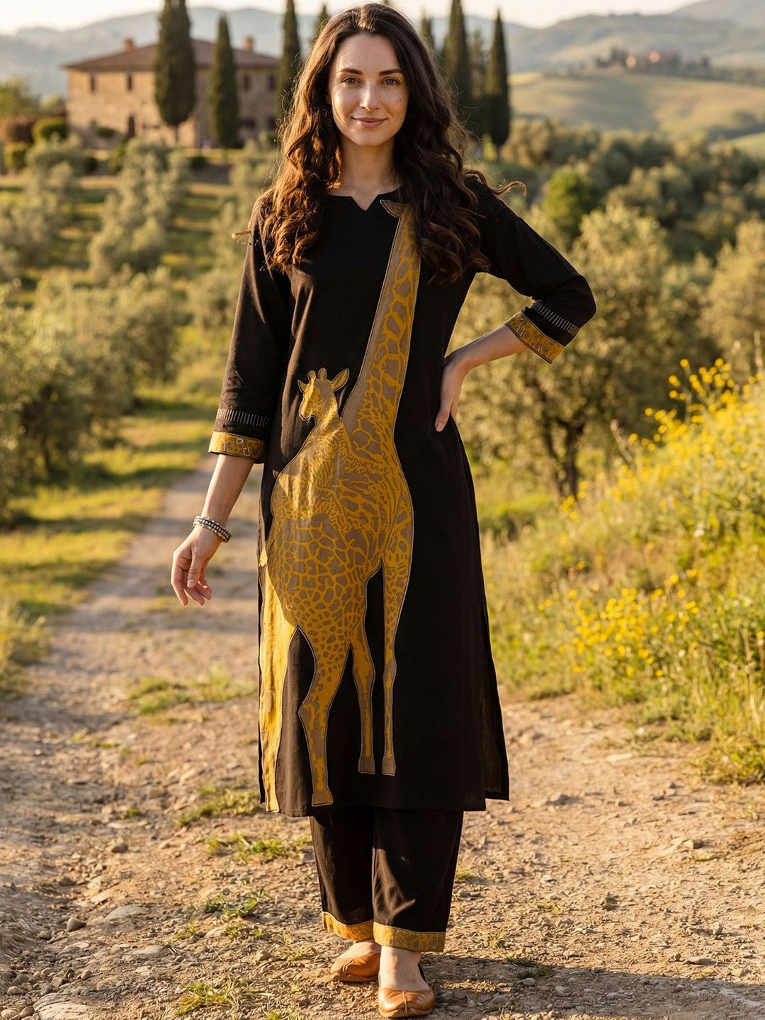 Women Animal Printed Regular Kurta with Palazzos