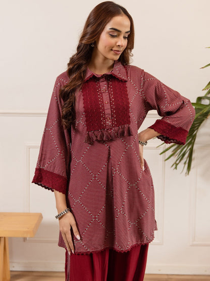 Geometric Printed Straight Kurta with Patiala
