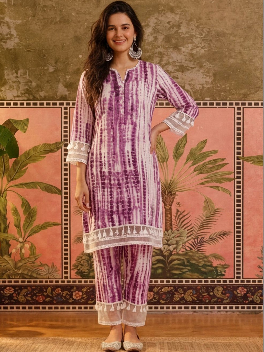 Printed Pure Cotton Round Neck Kurta & Trousers