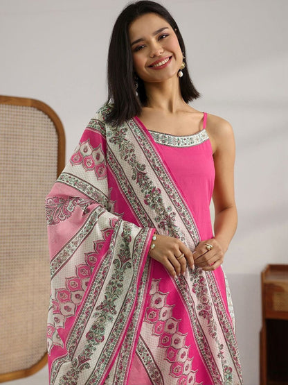 Women Ethnic Motifs Regular Thread Work Kurta with Trousers & With Dupatta