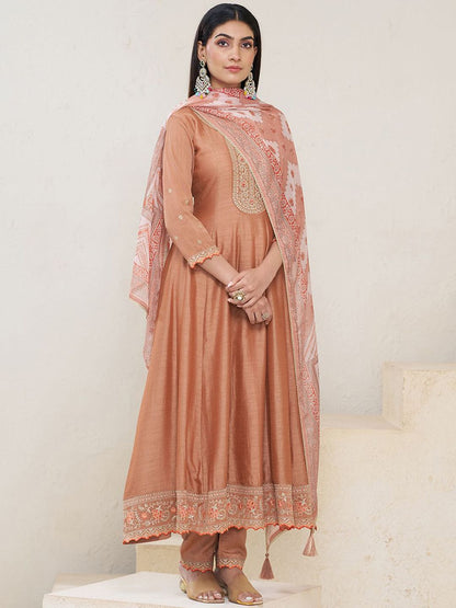 Dhiyona CH Women Ethnic Motifs Embroidered Kurta with Trousers & Dupatta