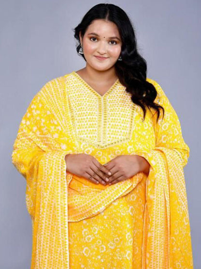 Dhiyona KL Women Floral Printed Regular Pure Cotton Kurta with Trousers & Dupatta