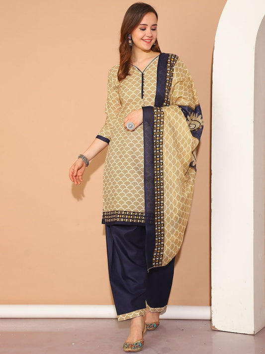 Dhiyona KL Women Geometric Printed Kurta with Salwar & Dupatta