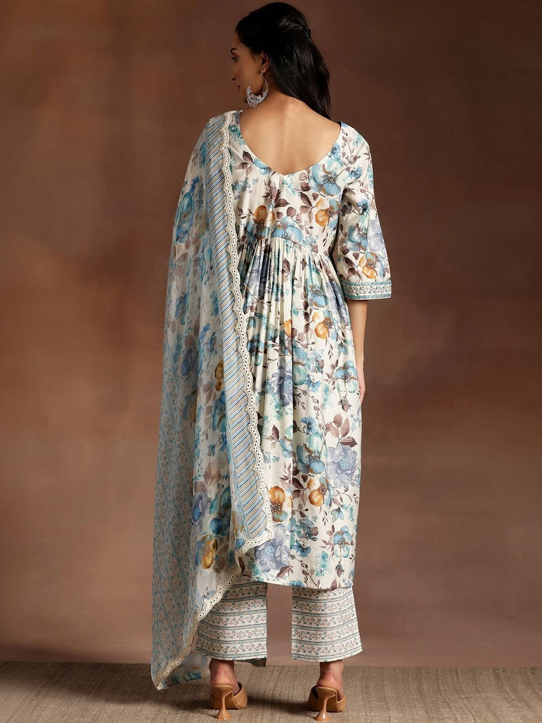 Women Floral Printed Empire Kurta with Trousers & With Dupatta