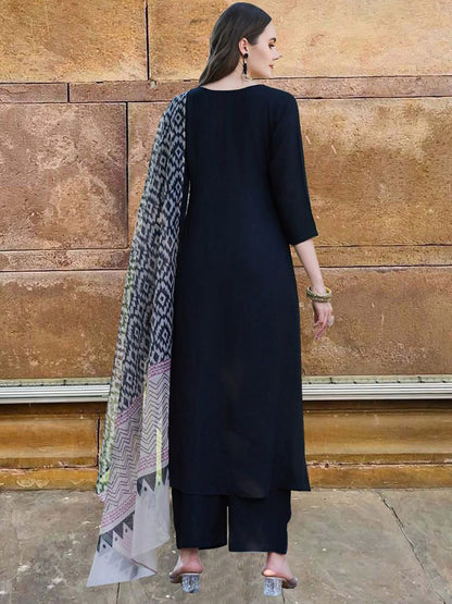 Dhiyona KL Straight Kurta with Palazzo & Dupatta