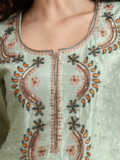 Dhiyona HOP Zardosi Embroidered Kurta & Sharara With Dupatta