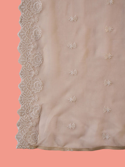 Women Floral Embroidered Cotton Kurta with Palazzo & Dupatta