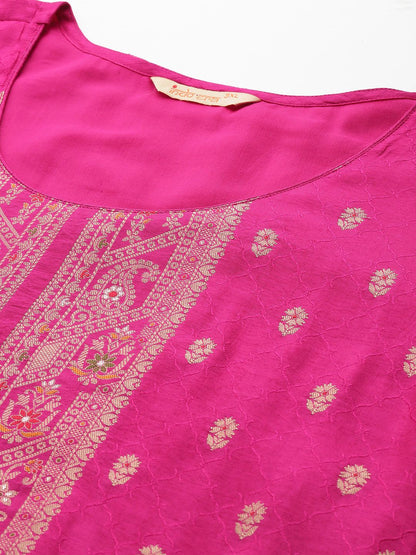 Dhiyona Women's Plus Size Woven Design Kurta with Palazzos & Dupatta