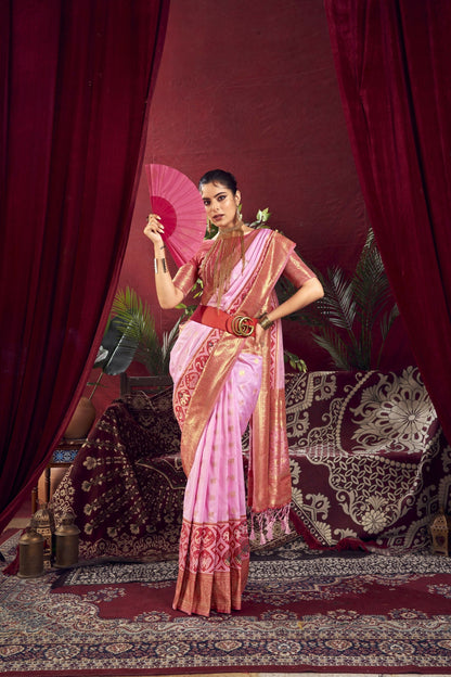 Women Paithani Nidhi Baby Pink Saree With Unstiched Blouse