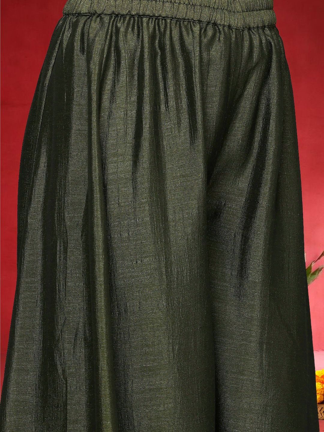 Olive Women Ethnic Motifs Regular Kurta with Palazzos & With Dupatta