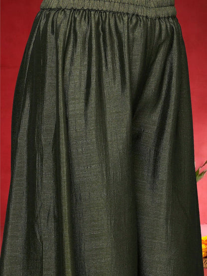 Olive Women Ethnic Motifs Regular Kurta with Palazzos & With Dupatta