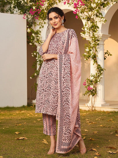 Dhiyona KL Ethnic Motifs Printed Regular Kurta with Trousers & With Dupatta