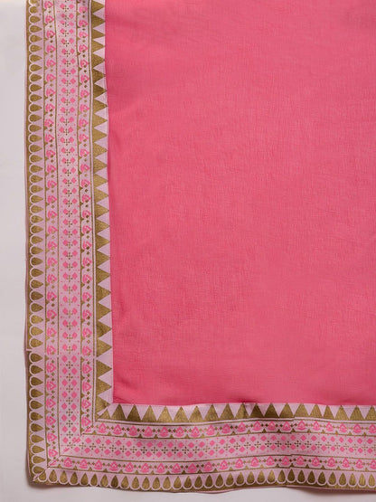 Dhiyona SN Printed Shirt Collar Kurta, Palazzo & Dupatta Set