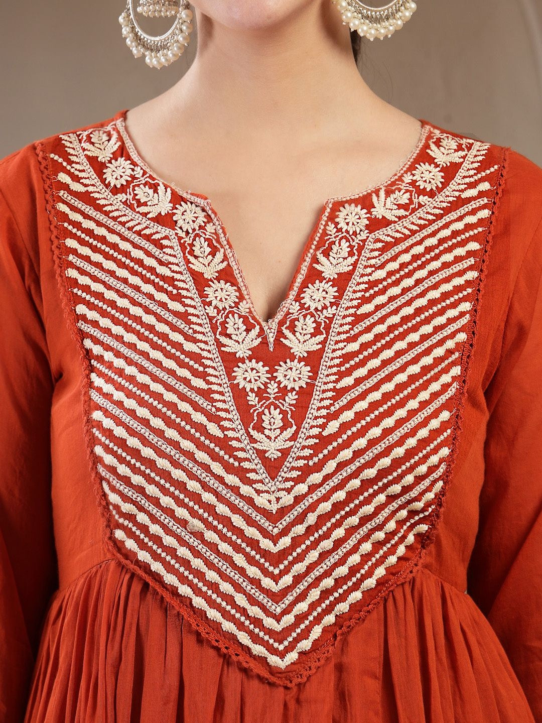 Pure Cotton Round Neck Kurta & Trousers With Dupatta