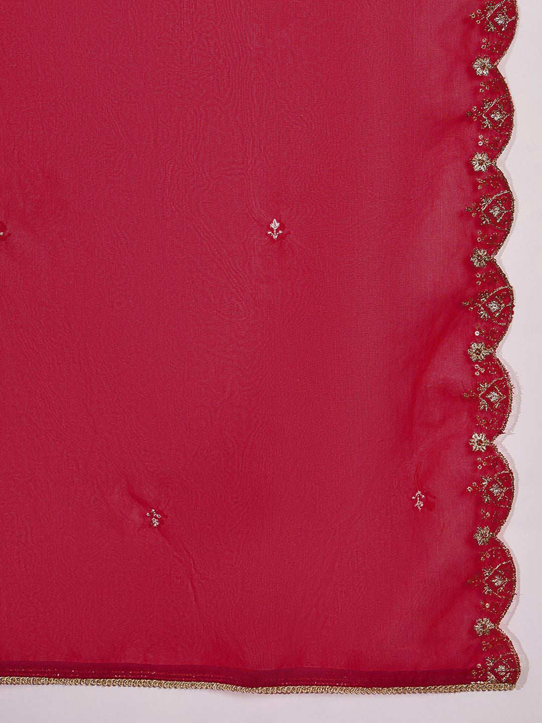 Women Zari Sequence Embroidered A-Line Kurta & Trousers With Dupatta