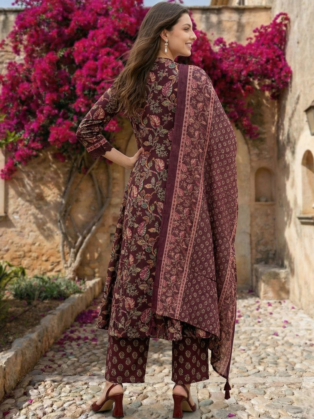 Printed V Neck Kurta Sets