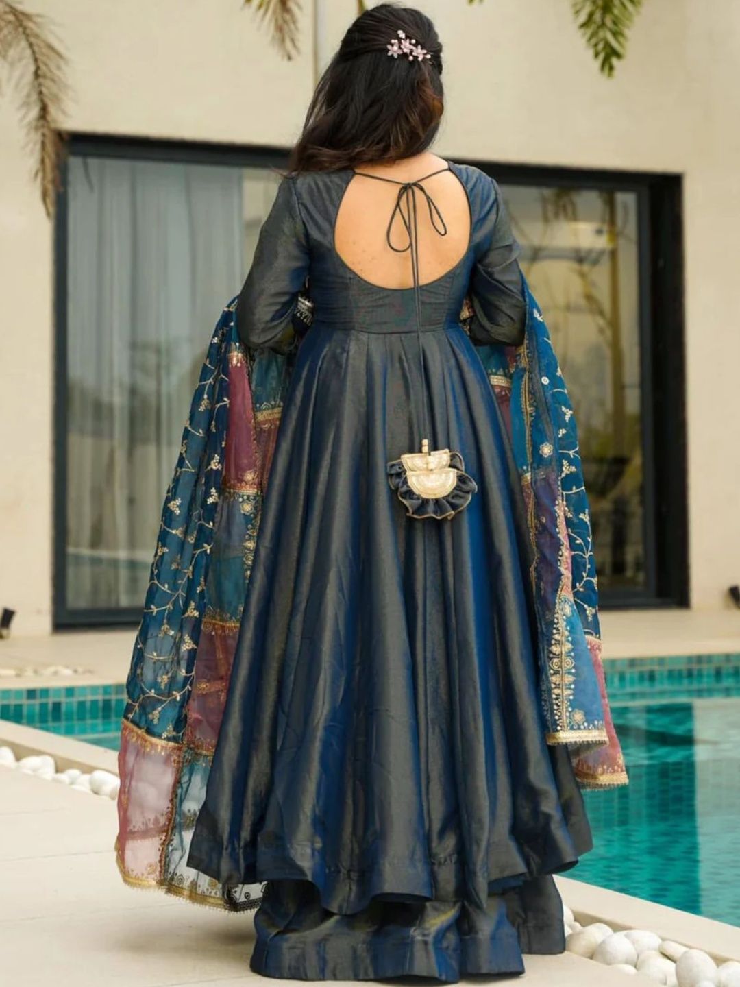 Dhiyona SN Square Neck Anarkali Kurta & Palazzo With Dupatta