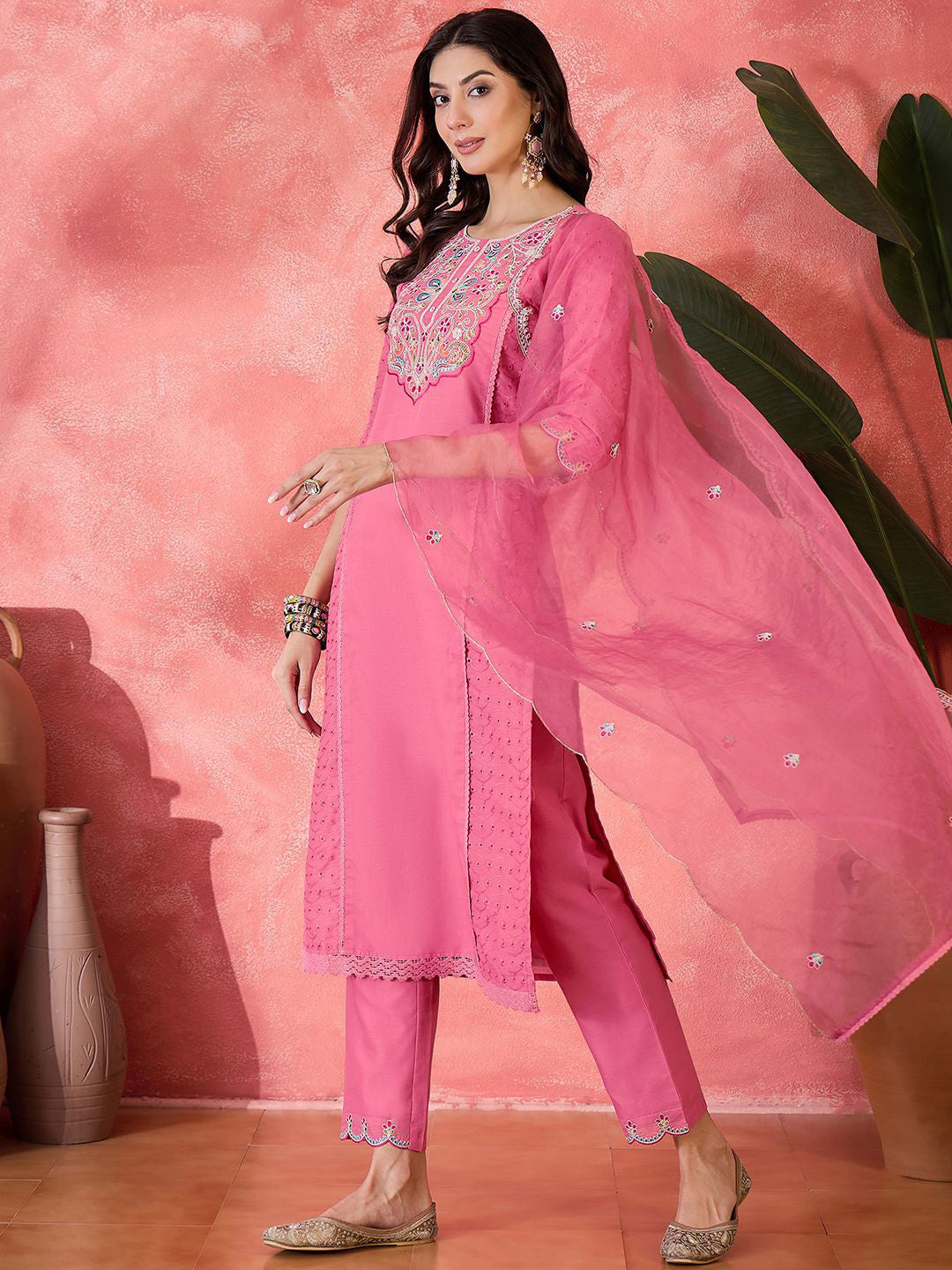 Embroidered Straight Kurta Set