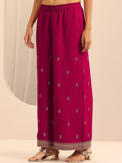 Dhiyona LL Ethnic Motifs Embroidered Straight Thread Work Kurta With Palazzos & Dupatta