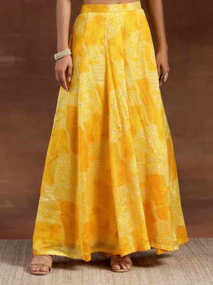 Women's LB Naaz Yellow Printed Silk Blend Co-Ords