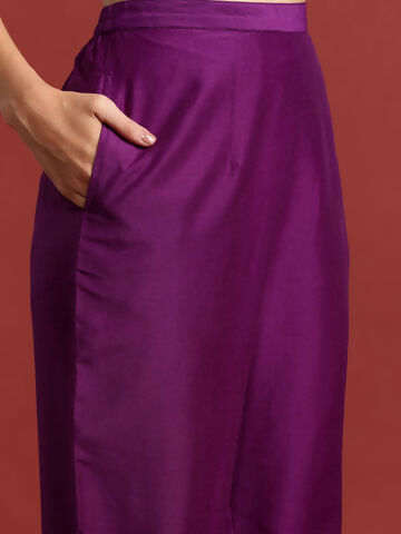 Women's Purple yoke design Kurta with Trousers with dupatta