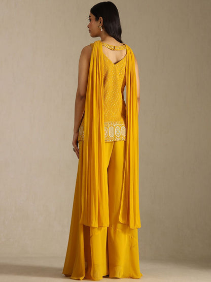 Dhiyona SO Women's Women Ethnic Motifs Embroidered Regular Mirror Work Kurti & Palazzos With Dupatta