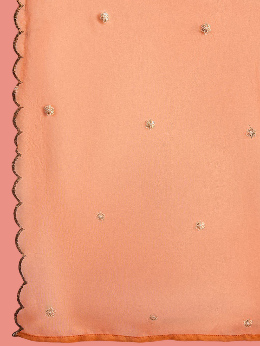 Zari Sequence Embroidered A-Line Kurta & Trousers With Dupatta