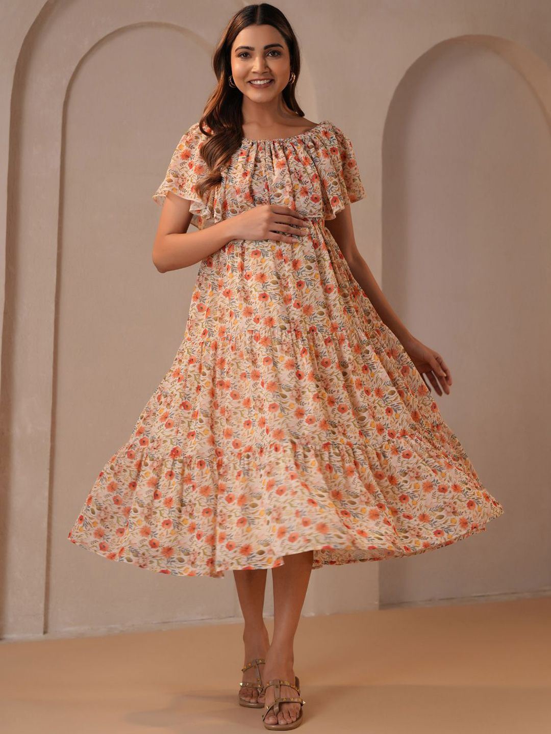 Dhiyona AY Women's Printed Fit & Flared Maternity Ethnic Dresses