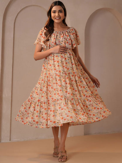 Dhiyona AY Women's Printed Fit & Flared Maternity Ethnic Dresses