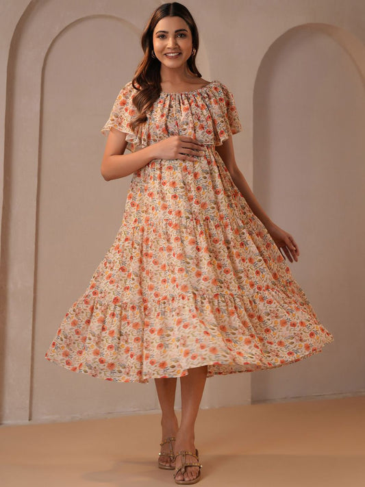 Dhiyona AY Women's Printed Fit & Flared Maternity Ethnic Dresses