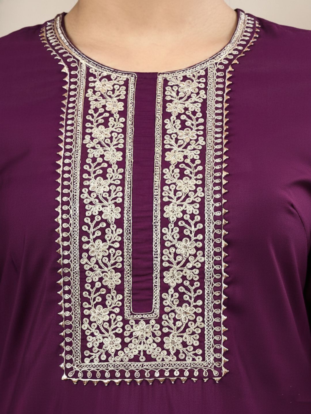 Dhiyona HOP Embroidered Round Neck Straight Kurti & Sharara With Dupatta
