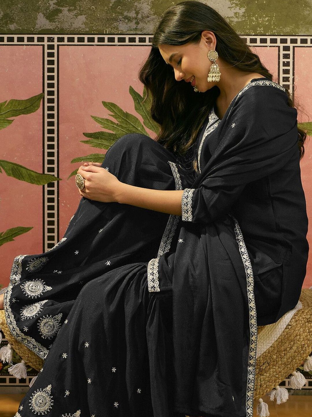 Dhiyona SN Embroidered Round Neck Kurta Sharara & Dupatta