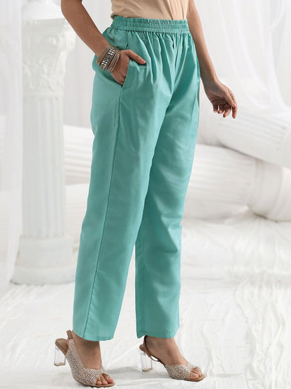 Women Regular Thread Work Kurta with Trousers & With Dupatta