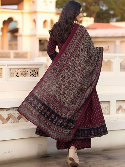 Dhiyona KL Women Ethnic Motifs Printed Regular Kurta with Palazzos & With Dupatta