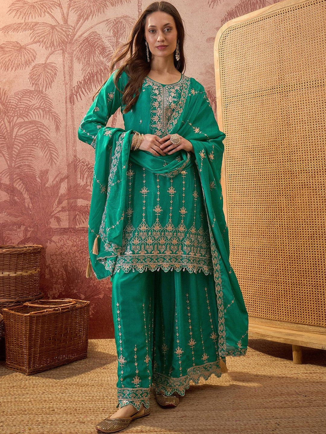 Embroidered Round Neck Kurta Sets