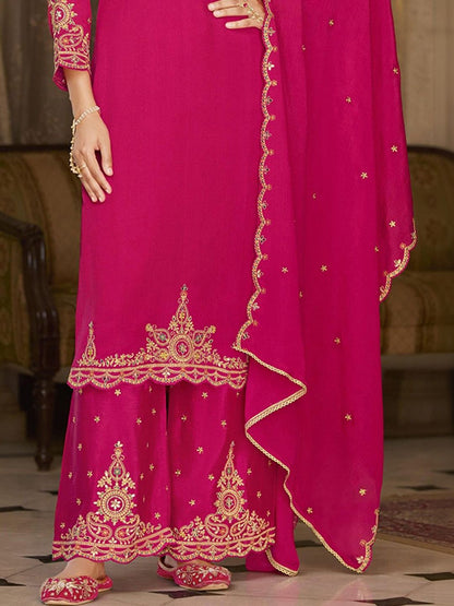 Dhiyona CH Women Ethnic Motifs Embroidered Regular Kurta with Palazzos & With Dupatta