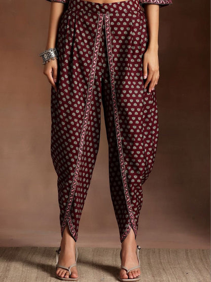 Women Floral Printed Regular Gotta Patti Kurti with Dhoti Pants & With Dupatta