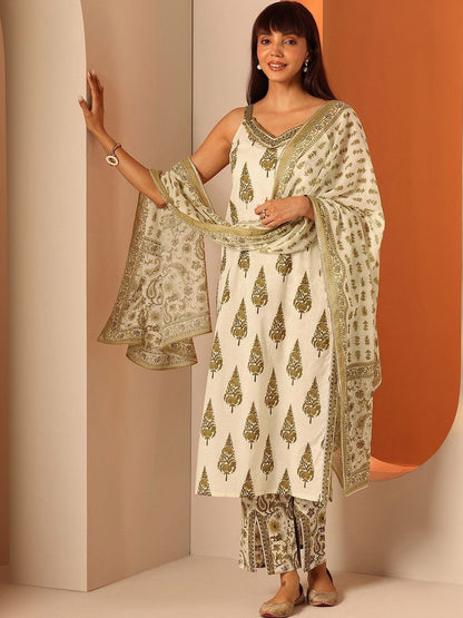 Women Ethnic Motifs Printed Regular Kurta with Trousers & With Dupatta