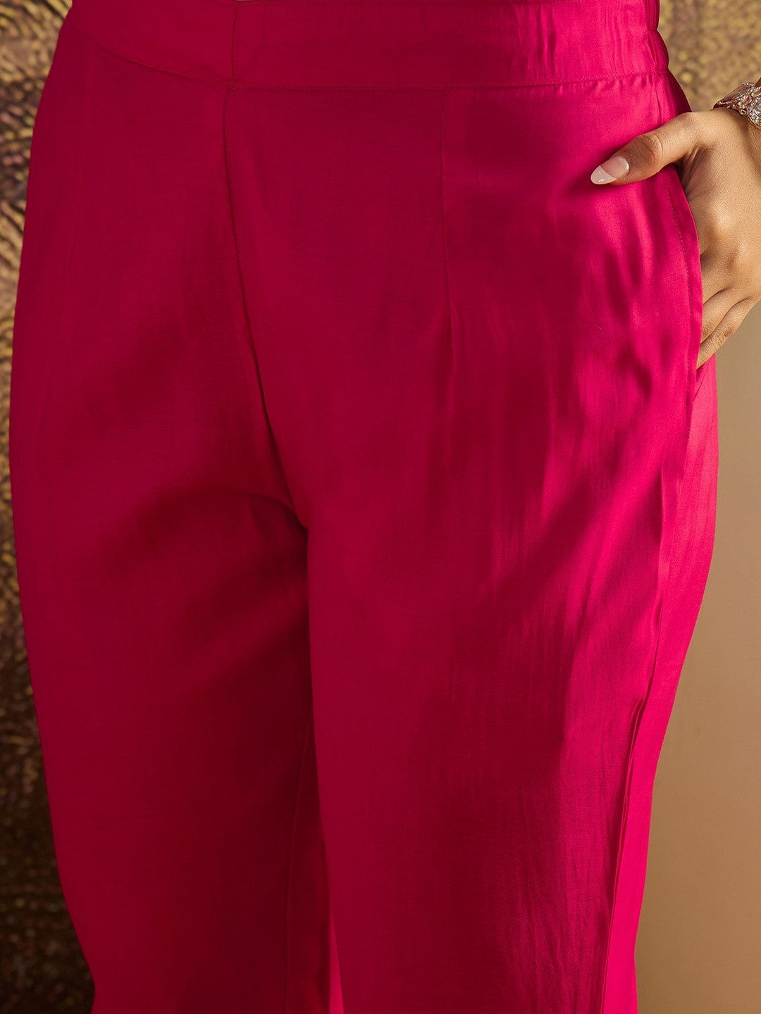 Embroidered V-Neck Kurta & Trousers Kurta Set