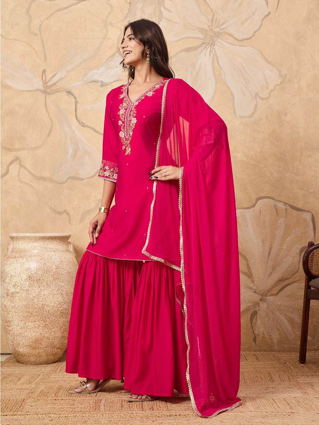 Dhiyona HOP Embroidered Sharara Set With Dupatta