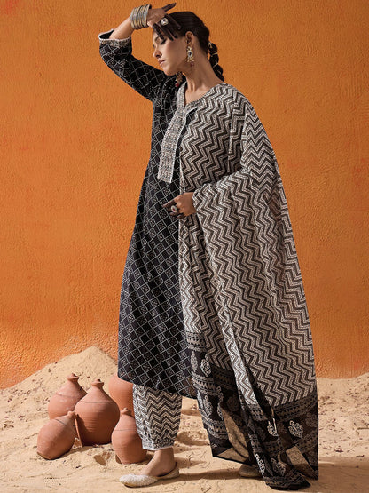 Printed Regular Pure Cotton Kurta with Salwar & Dupatta