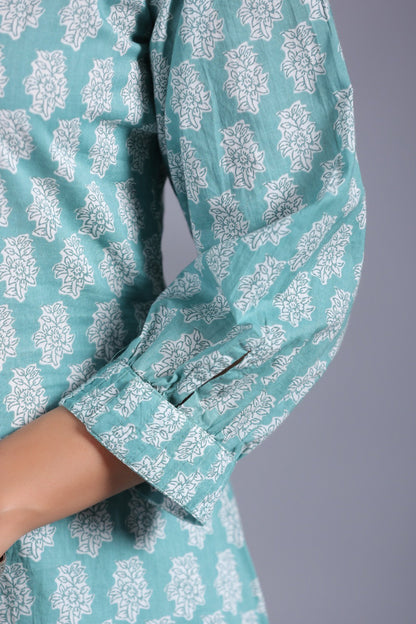 Ishani Softblue Cotton Kurta Pant Set