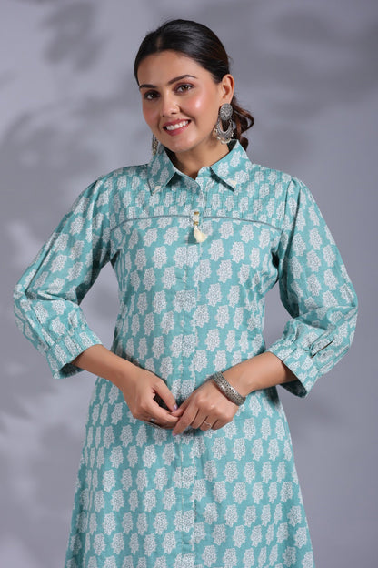 Ishani Softblue Cotton Kurta Pant Set