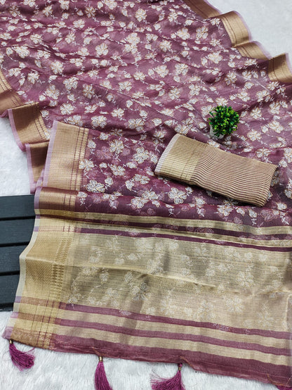 Dhiyona GR Women's Florence Lavender Khadi Silk Saree