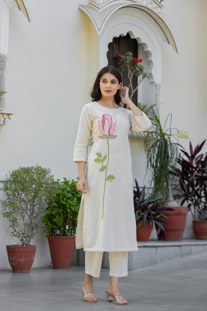 Bodhi Angel Embroidery Cotton Kurta Set