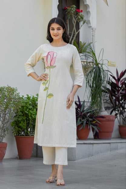 Bodhi Angel Embroidery Cotton Kurta Set